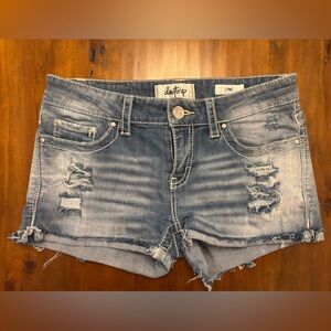 Daytrip Blue Distressed Jean Shorts